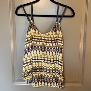 PJK patterned top with leather straps